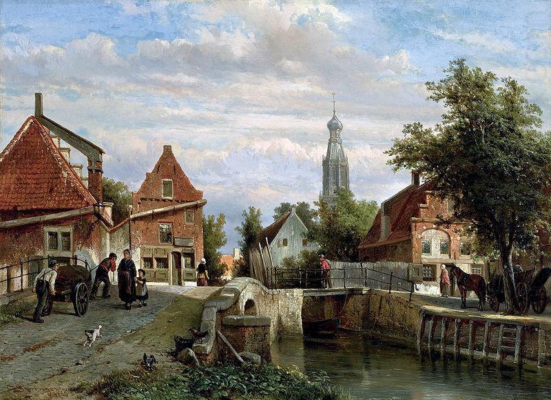 unknow artist A view of the Staal Everspijp and the Grote Kerk in summer china oil painting image